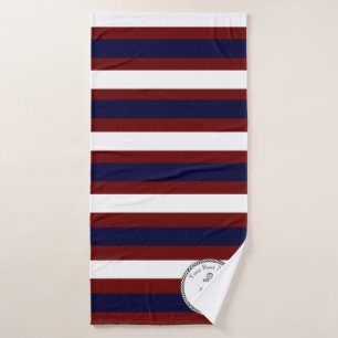 Scherpe anker marineblauw  wit roest rood streep badhanddoek