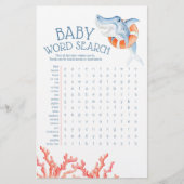 Scherpe baby shower woordzoekprijs gokspel flyer (Voorkant)