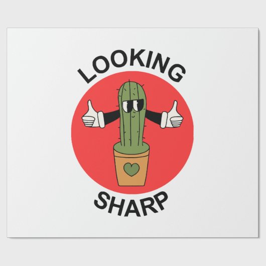 Scherpe Cactusgrap Cadeaupapier (Vlak)