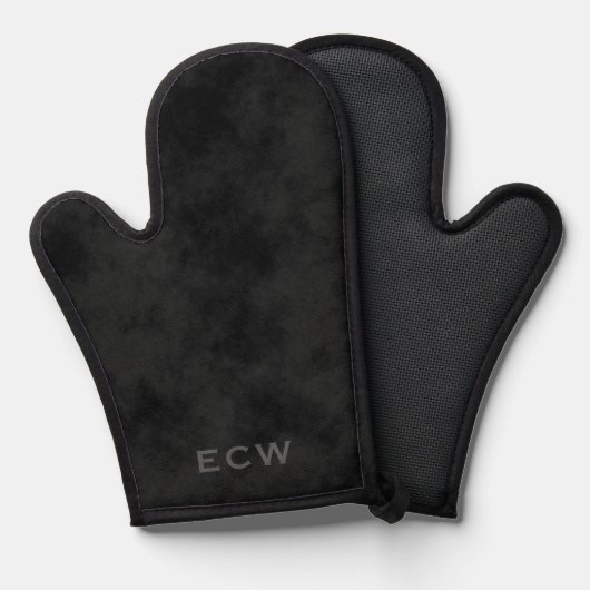 Scherpe faux gestempeld gevlekte zwarte pothouder ovenwant (Voorkant / Achterkant)