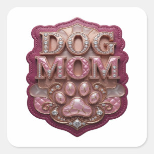Scherpe Gouden DOG MOM Sticker Kunst