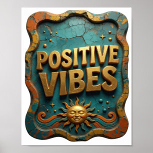 Scherpe Gouden POSITIEVE VIBES Poster