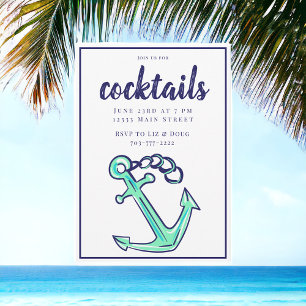 Scherpe groene anker-cocktailparty voor de marine kaart