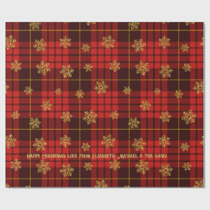 Scherpe Highland Hearth Tartan Gouden Sneeuwvlok P Cadeaupapier