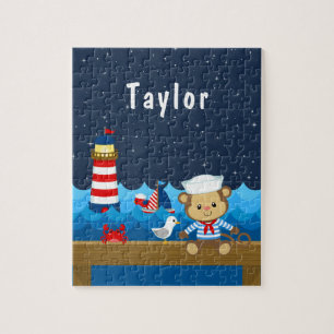 Scherpe Jongen Aap Rood en Marineblauw Legpuzzel