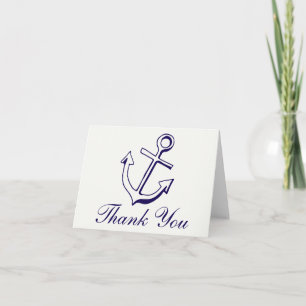 Scherpe Marineblauwe Dank Je Wel Scheepsanker Zeil Bedankkaart
