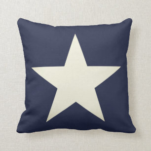 Scherpe Navy Blau & Crème Ster Kussen