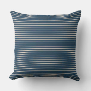 Scherpe Navy Blau en Witte Strepen Design Kussen