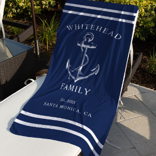 Scherpe Navy Blau Maatwerk Familie Anker Strandlaken