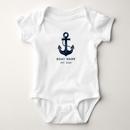 Scherpe Navy Blauwe Aangepaste Bootnaam Romper (Voorkant)