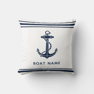 Scherpe Navy Blauwe Anker Boot Naam Custom Kussen