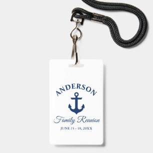 Scherpe Navy Blauwe Anker Familie Reünie Badge