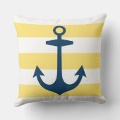 Scherpe Navy Blauwe Anker met Gele Strepen Kussen (Achterkant)