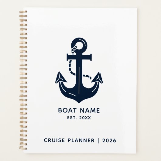 Scherpe Navy Blauwe Boot Naam Anker Planner (Voorkant)