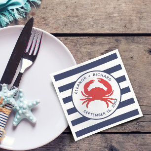 Scherpe Navy Blauwe Strepen Rode Krab Papier Servet