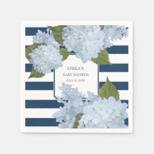 Scherpe Navy Blauwe Witte Gestreepte Hortensia Blo Servet