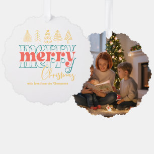 Scherpe Retro Krabbels Kerst Kado Ornament Kaart