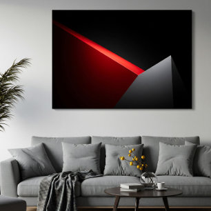 Scherpe Rode en Grijze Abstracte Minimalis Poster