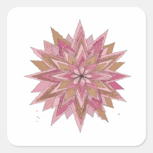 Scherpe Roze PINK STAR Vinyl Stijl Vierkante Sticker