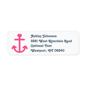 Scherpe Roze Scheepsanker Marineblauw Etiket