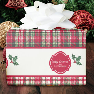 Scherpe tartanpatroon en gepersonaliseerde kerst- cadeaupapier