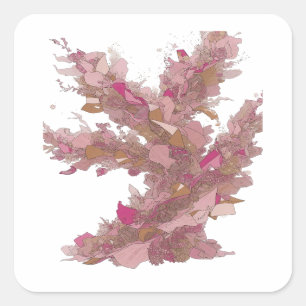 Scherpe Zilveren Abstracte Sticker Afdruk