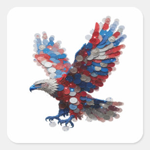 Scherpe Zilveren EAGLE Sticker Afdruk