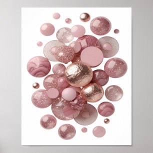 Scherpe Zilveren ROZE BALLEN EN STERREN Poster