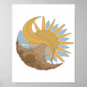 Scherpe Zilveren ZON EN MAAN Stout Ontwerp Poster