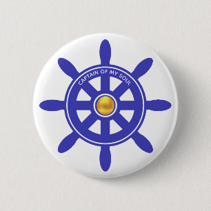 Scherpschutter koninklijk blauwe scheepsroer op wi ronde button 5,7 cm
