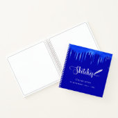 Schetchbook royal blue verf dripping name script notitieboek (Binnen)