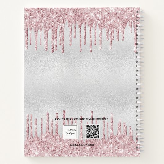 Schetchbook zilverkleurige zwarte roze glitter notitieboek (Achterkant)