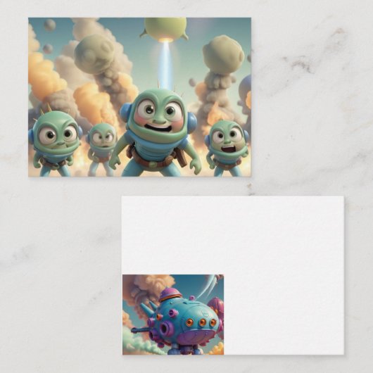 Scheten binnenvallende aliens notitiekaartje (Voorkant / Achterkant)