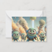 Scheten binnenvallende aliens notitiekaartje (Voorkant)