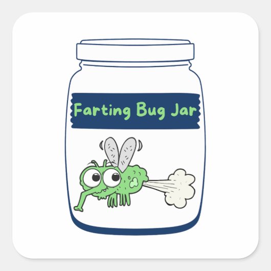 Scheten Bug Jar" Whimsical Vierkante Sticker (Voorkant)
