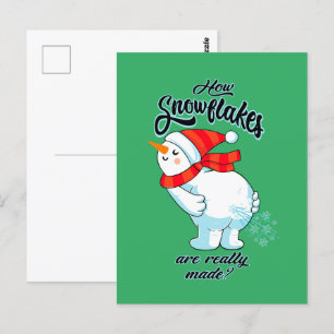 Scheten Sneeuwman Hoe Sneeuwvlokken zijn echt gema Briefkaart