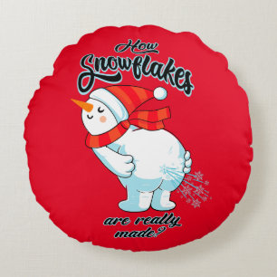 Scheten Sneeuwman Hoe Sneeuwvlokken zijn echt gema Rond Kussen
