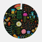 Schets bloemenmotief, naadloos artistiek patroon. glas ornament (Achterkant)