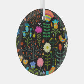 Schets bloemenmotief, naadloos artistiek patroon. glas ornament (Voorkant Rechts)