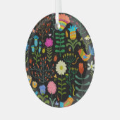 Schets bloemenmotief, naadloos artistiek patroon. glas ornament (Voorkant links)