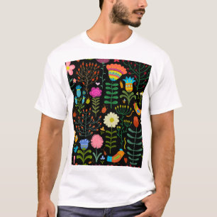 Schets bloemenmotief, naadloos artistiek patroon. t-shirt