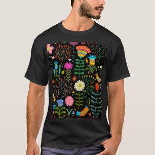 Schets bloemenmotief, naadloos artistiek patroon. t-shirt