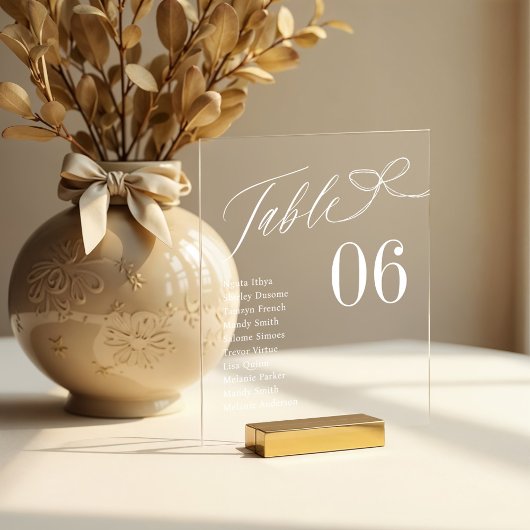 Schets Bow Script Gastennamen Zittingtabelnummer Acryl Bord