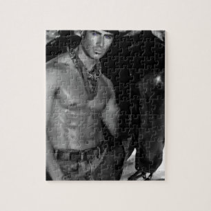 Schets:  Cowboy en paarden Legpuzzel