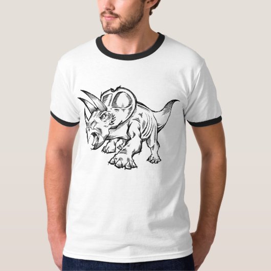 Schets Doodle Triceratops Dinosaur T-shirt (Voorkant)