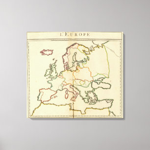Schets Europa, bergen en rivieren Canvas Afdruk