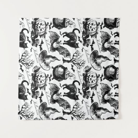 Schets Halloween naadloos patroon Wandkleed (Voorkant (horizontaal))