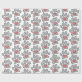 Schets Hond Poot Red Heart Art Cadeaupapier (Vlak)