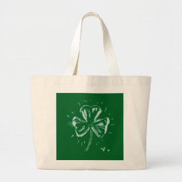 Schets Klaver – Met de Hand Getekend Iers Klaveron Grote Tote Bag