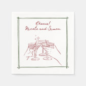 Schets lijst Whimsical Champagne glazen bruiloft Servet (Voorkant)